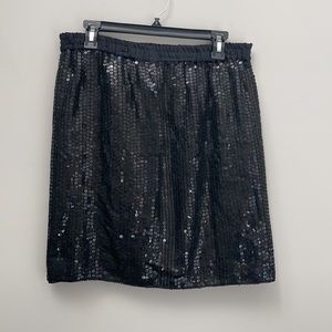Women's Black Silk Sequins Skirt